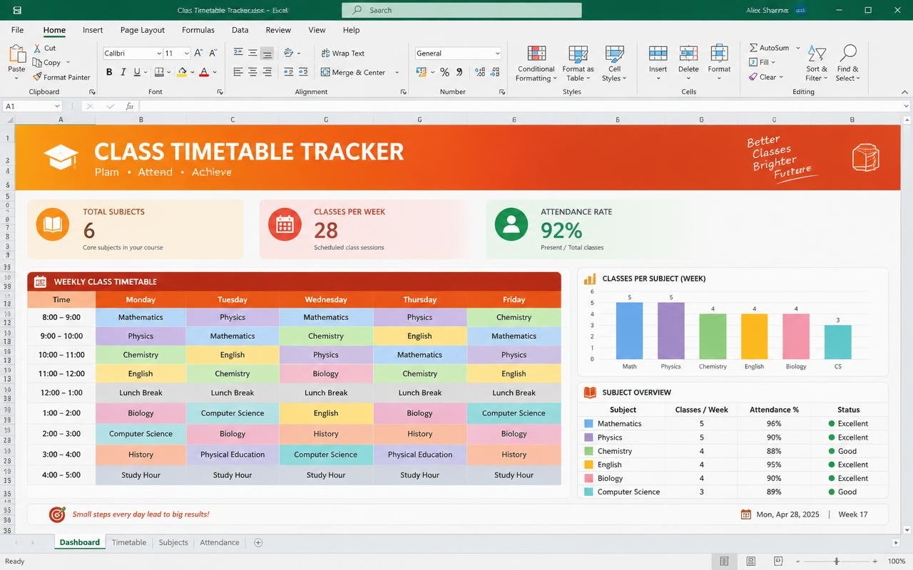 Class Timetable Tracker dashboard preview