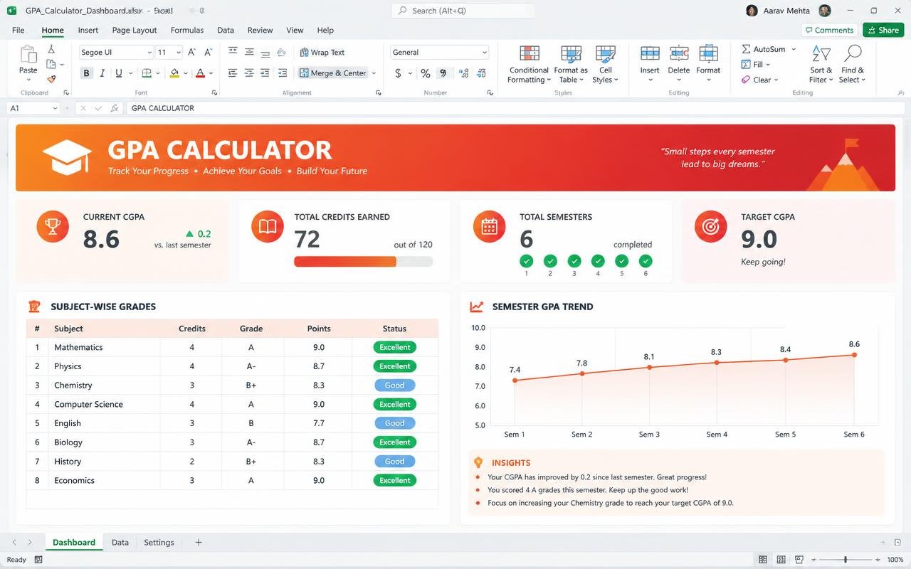 Grade / GPA Calculator dashboard preview
