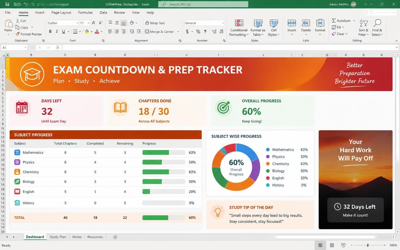 Exam Countdown & Prep dashboard preview