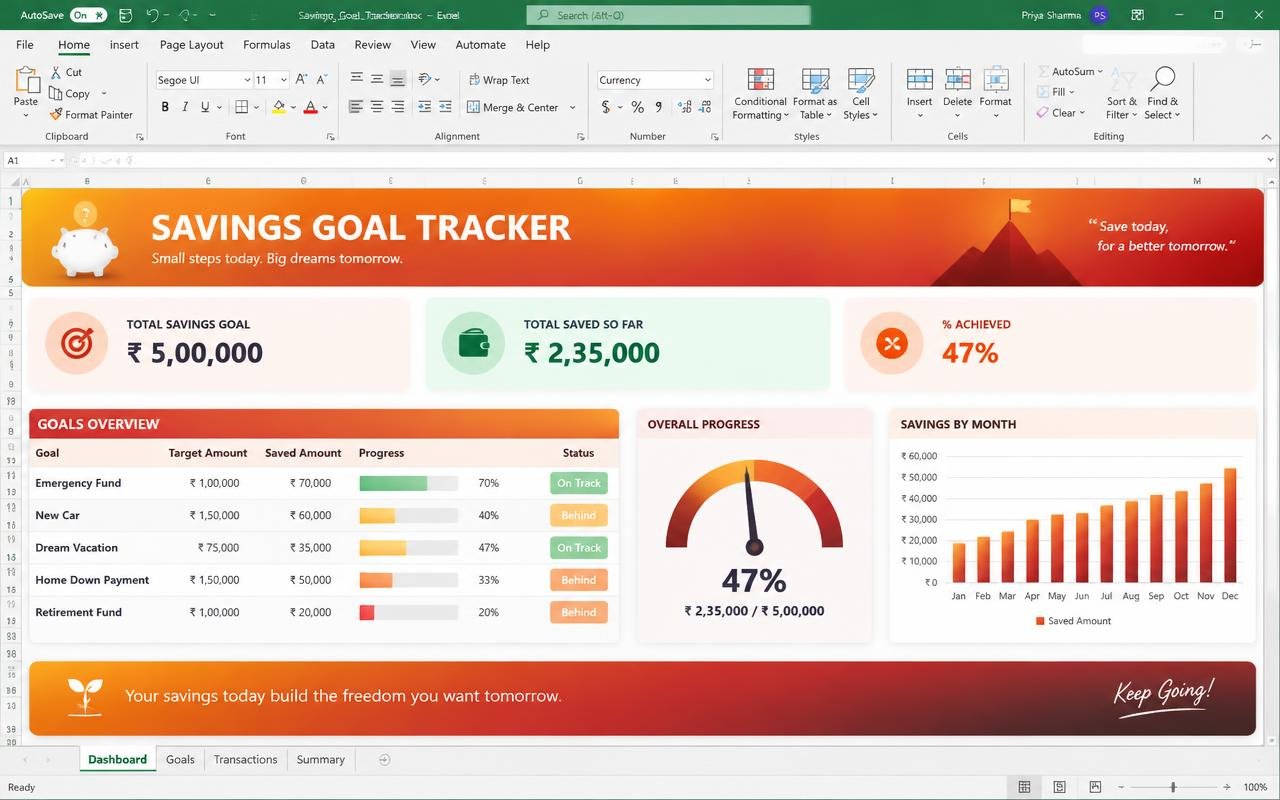Savings Goal Tracker dashboard preview