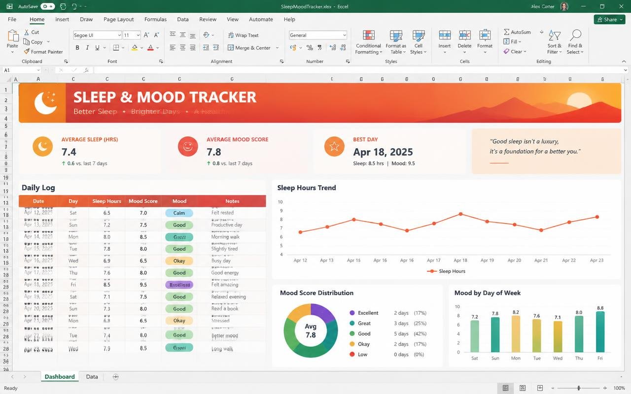 Sleep & Mood Tracker dashboard preview