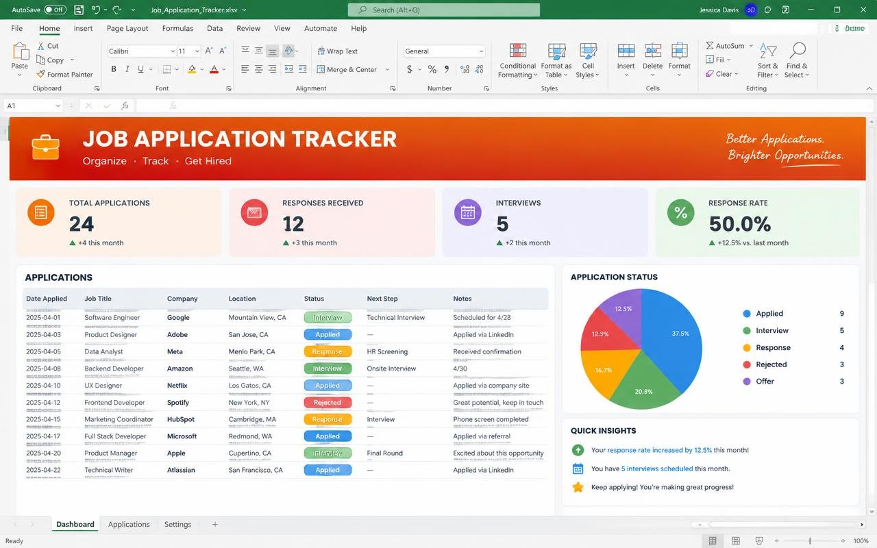 Job Application Tracker dashboard preview